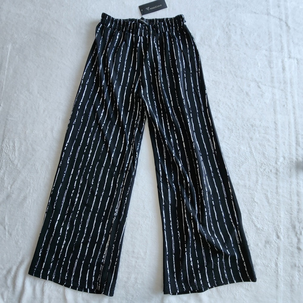 NEW Wide Wide Leg Pants Womens Small Stretch Waist Vacation Casual Resort Office - Picture 10 of 11